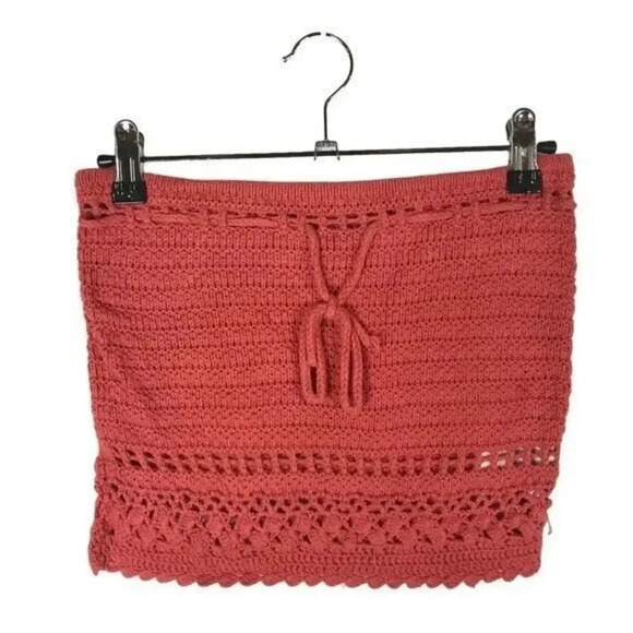 American Eagle AEO Red Orange Crochet Lace Cropped Tube Tank Top XS - Picture 1 of 3